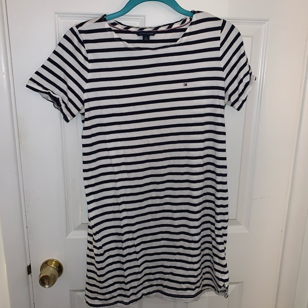 Striped Navy and White Dress